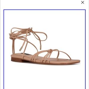 Lace up nude/cream colored sandals